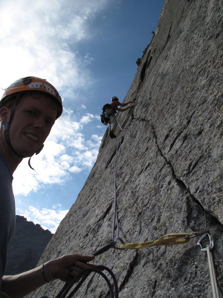 pitch 5 or 6 on "The Barb", Spearhead, RMNP.... what a spectacular route!!<br>