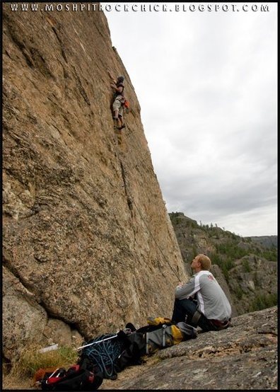 The depressed or bored belayer with me on the sharp end :(