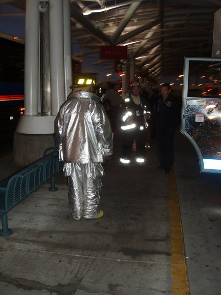 Bus fire at DIA on the way home... 20 firemen for a smoky brake pad, funny stuff