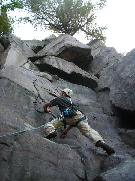 Those fun sloper foot holds at the the start give this route a added flavor for sure... Doug Hemken leading.
