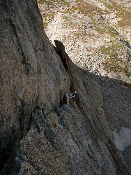 A German Climber Finishing The Crux Pitch Of Sykes Sickle