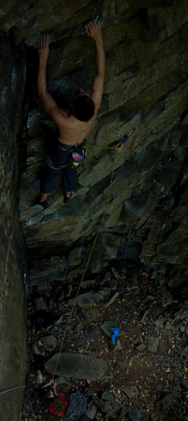 Matt tiptoeing into no man's land on Jenga.