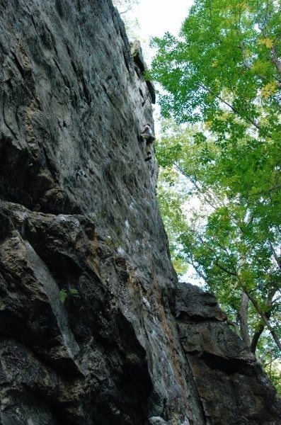 Erik high on the route.