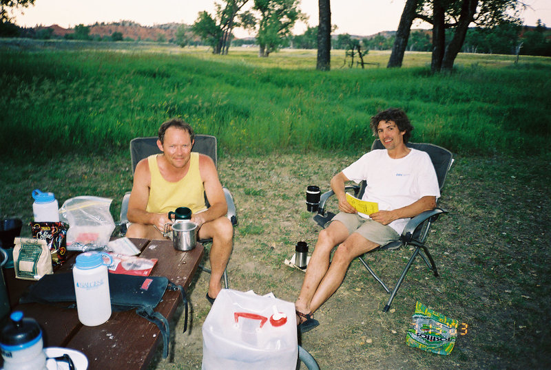 Dave Rone and Jerry Wingenter relaxing at Devil's Tower campground 03.