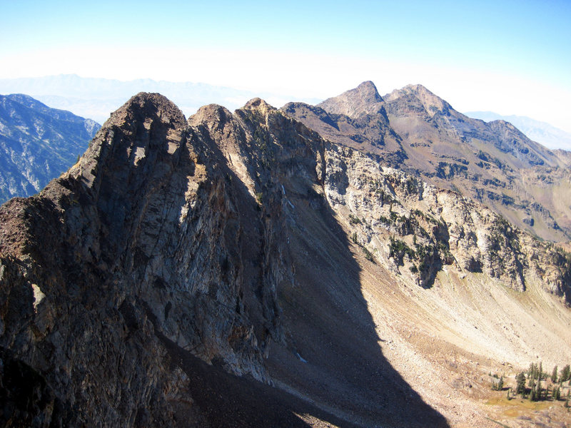 From the summit of Monte Cristo looking ahead - the Twins and Storm can be seen.