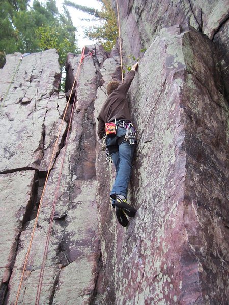 Rhoads after sticking the crux.
