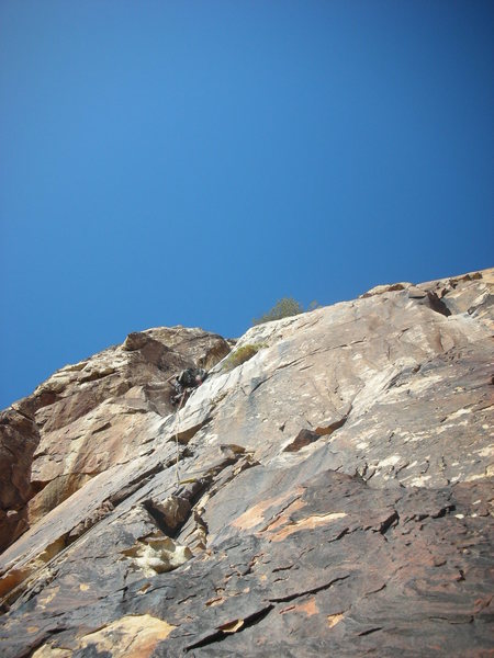 Adam cruising the second pitch.