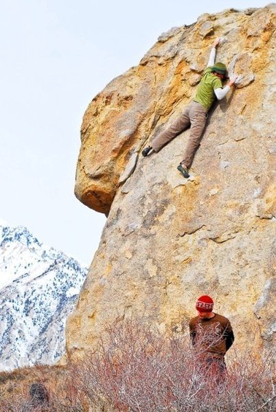 Fabian on the Sunshine boulder. Photo: Sulli