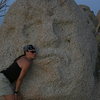 Agina with a kiss for the Rock Guardian of Grapevine Canyon.