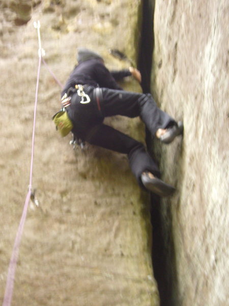 The offwidth has good holds for laybacking.