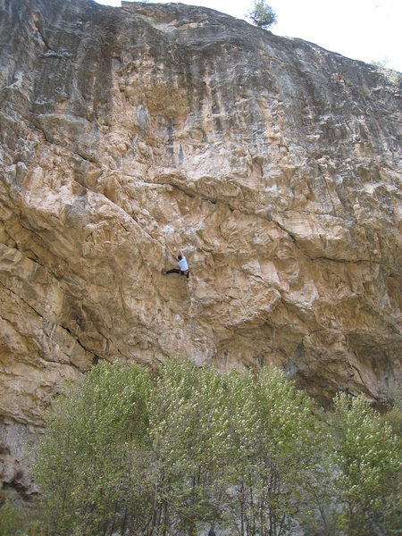 Near the good rest below the crux.