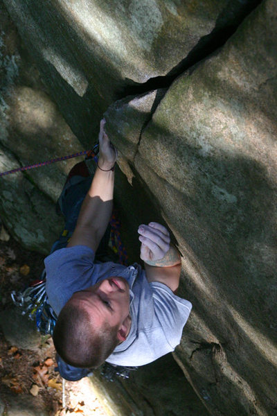 mike getting toward the crux