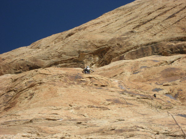 Andy at the top of the groove to double anchors..