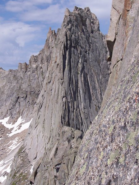 Pretty good view of the east ridge from the pingora rappels