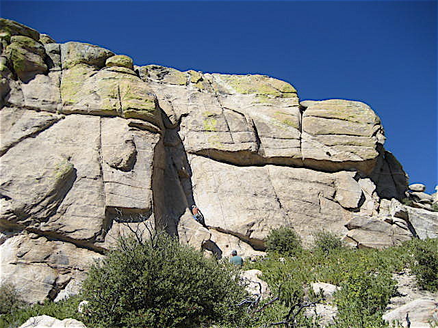 Right side of the east face. Angle of the photo make the cliff seem shorter than it is.