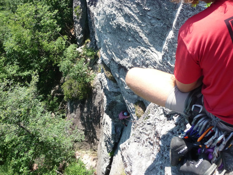 top of helmet buttress at table rock.