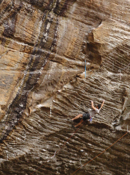Adrien on the final push to the anchors
