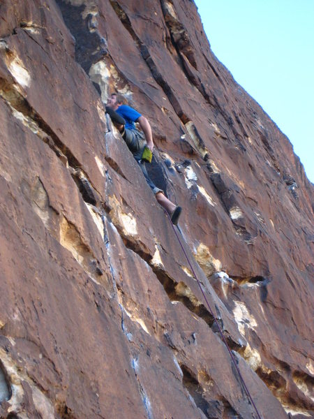 Bobby was so happy to have pulled over the crux he did the splits.