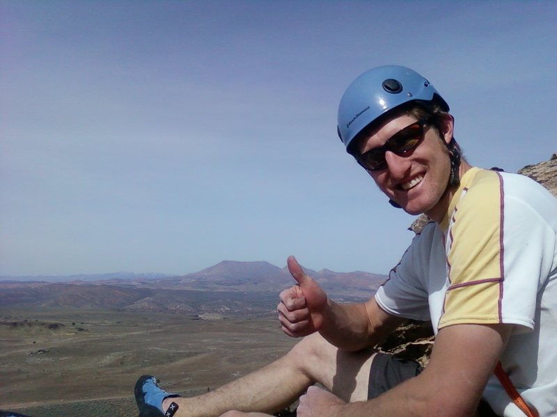 Jared on the summit of Stick Revelations. What a view!