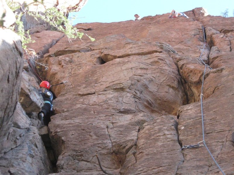 Jeff in the wide part of El Throaty, I'm on top, Hanna on Blueberry, photo by Erin