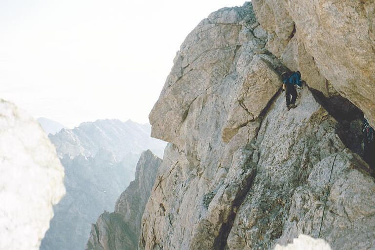 Grand Traverse on the Owen Spaulding. Anne Mariah Tapp climbing 2000.
