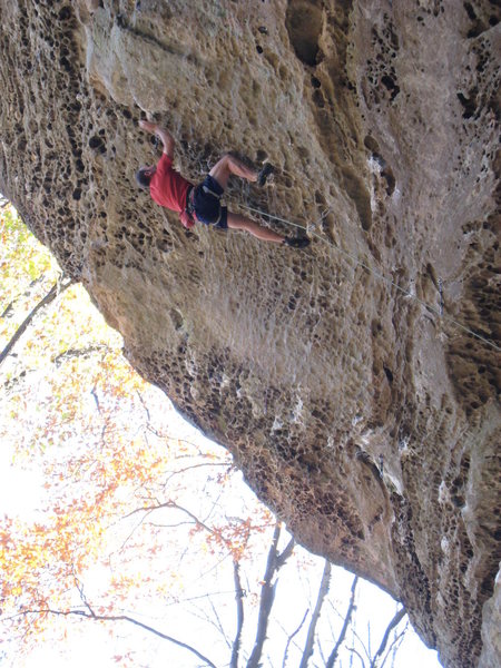 It really is that steep. Finishing up the crux section.
