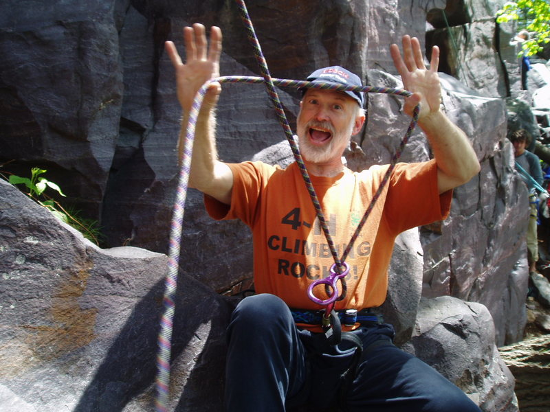Jeff says, "you lead Birch Tree, I'll belay." He is founder of the Devil's Lake Trial and Error School of Rock Climbing whose motto is "Place well thy protection lest the earth rise up and smite thee..."
