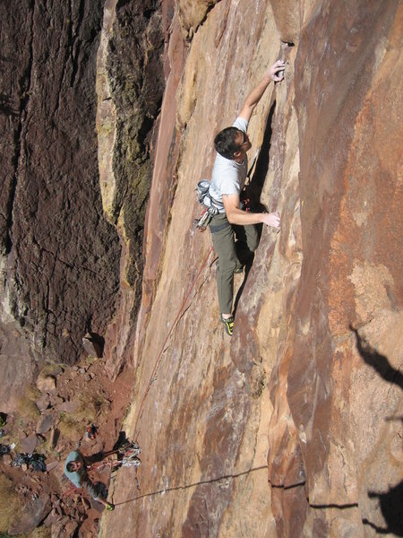 Rob Kepley on 'Huck Off' w/ Scott Bennett. Eldorado Canyon, CO.