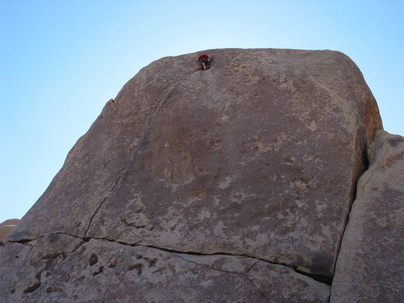 An arrangement of protection that produces little - if any significant - rope drag, yet still affords some protection and allows the route to be done as a single pitch.