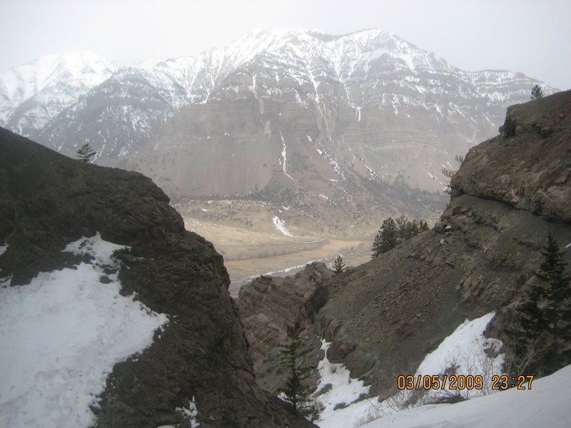 a Cody south fork view from the third pitch of Mean Green with the Main Vain in the background