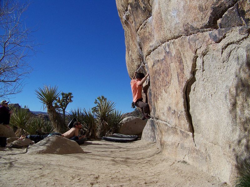 Gunsmoke Traverse (V3) J-Tree<br>
Pretty much at the start.<br>
This puppy is long.<br>
Helps if you have a good reach.