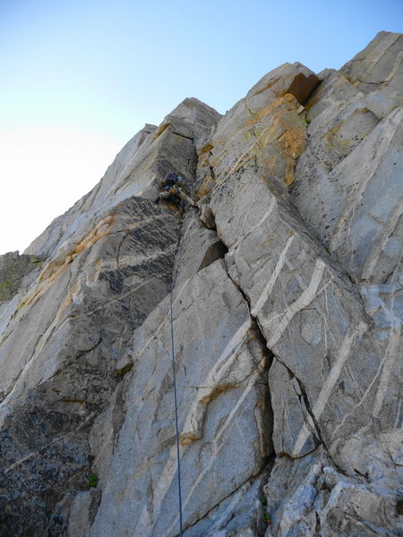 5-September-2009: Me leading the North Face (5.8)<br>
<br>
pic by Laura Molnar