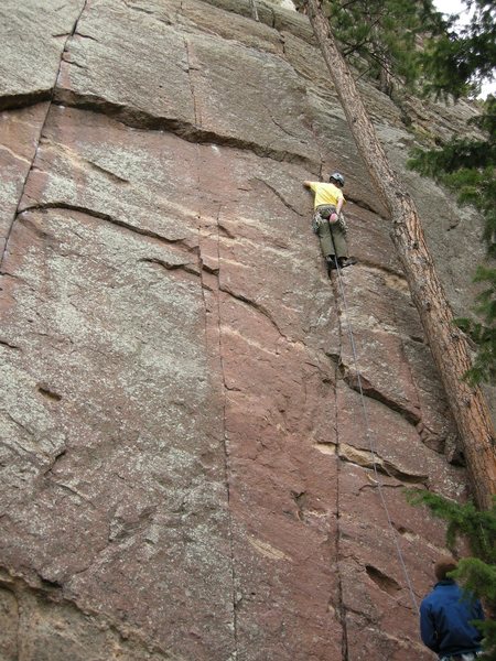Me above the crux at the second pro.
