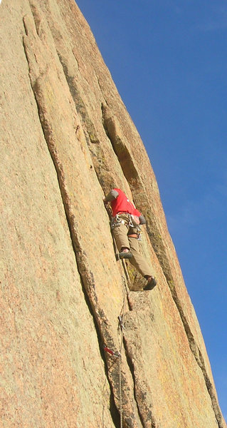 In the first 5.10 section, it gets a little spicy above this stance.