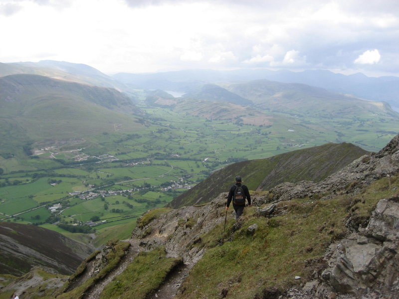 Hiking on Blencathra Mt.Looking towards Thirlmere Lake and St John's in the Vale
