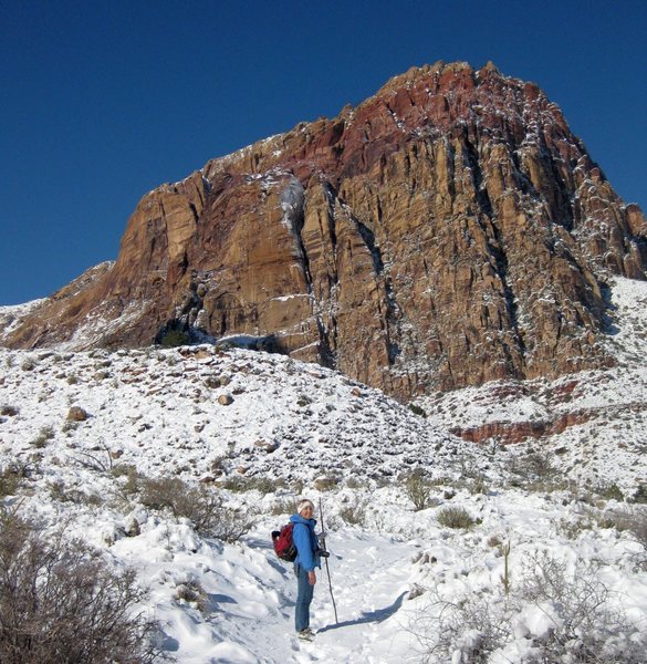 Yay! Snow!! : )<br>
<br>
My friend Karen on our hike into Oak Creek Canyon on a snowy day in Red Rock. <br>
<br>
Taken 12/8/09