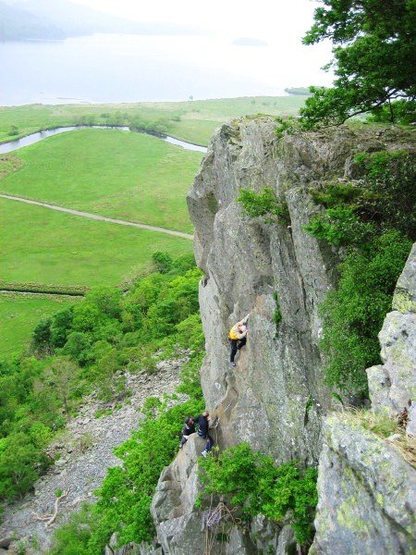 The final pitch. The belayer Peter Lockey is sat on the saddle.