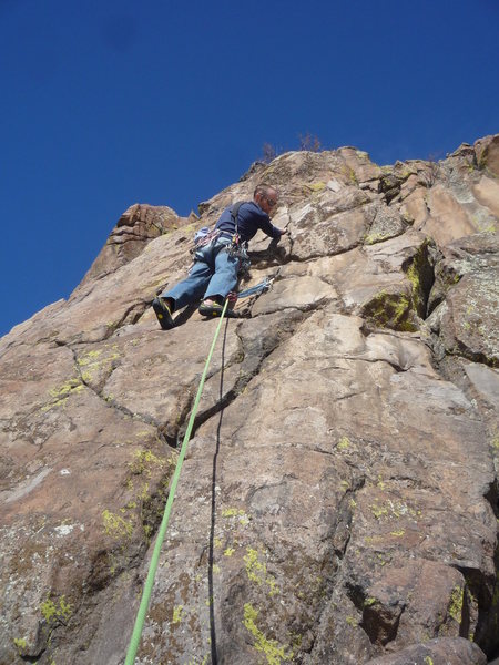 At the first gear. The crux is getting to this point.<br>
<br>
Photo: Roth.
