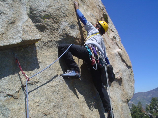 Jeff K. on the tricky face traverse.