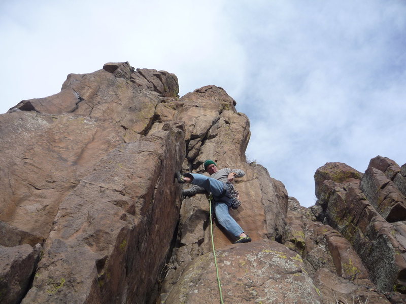 Just below the crux wall.