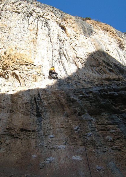 The line starts out slabby and gets steadily steeper.