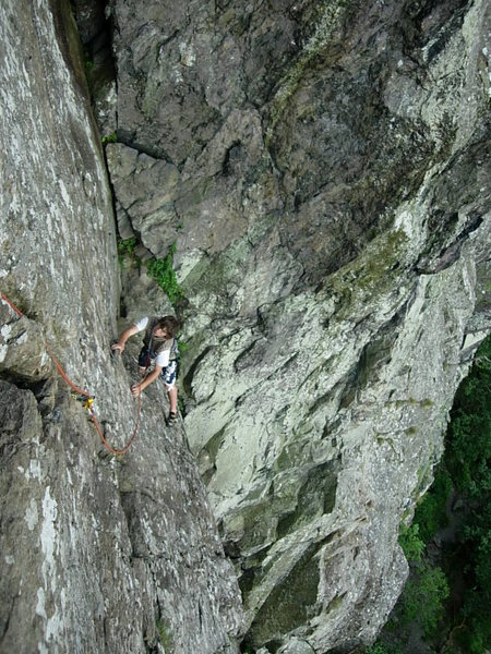 Climber on the final pitch.Photo by Ron Kenyon