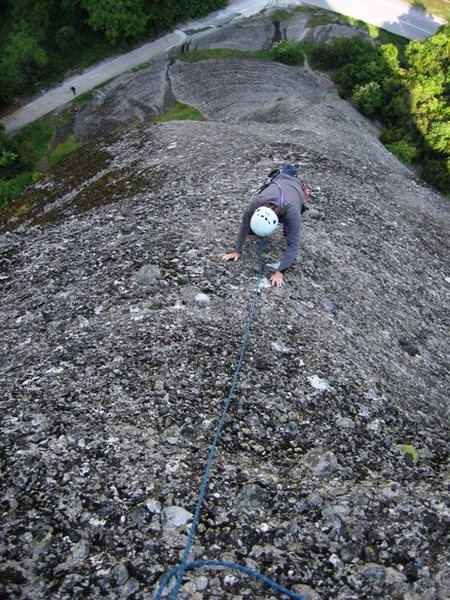 Climbing pitch two of Ostkante.