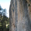 Montgronyeta climbs a long, vertical wall of awesome tufa drips.