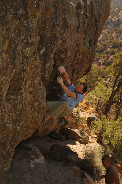 Chris E popping over the roof on the high ball