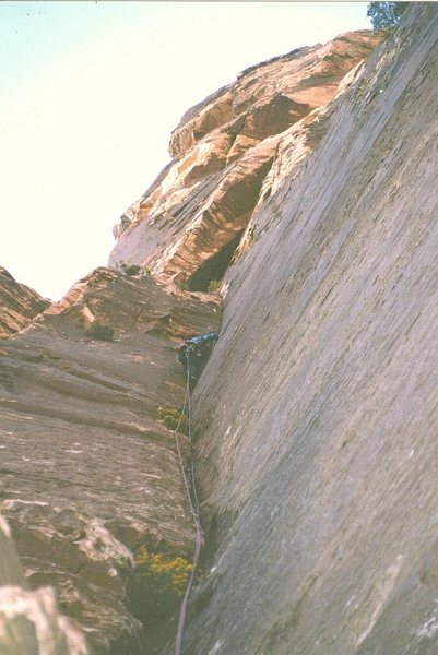 First Ascent . Todd Swain on pitch 4.Photo . Paul Ross