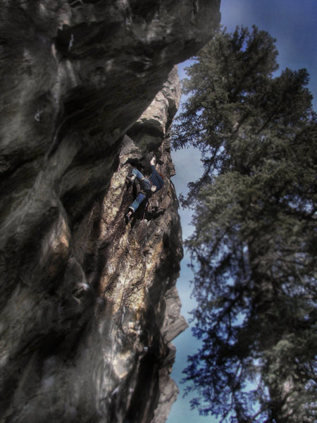 Luke Childers working the moves on his new "Primo Wall" project "Problem Child." <br>
<br>
It's got climbing in the V8/V9 range in two if not three places. At this point I feel like 5.13c/d seems about right, but to really make the grade solid I will probably give a rating of 5.13b/c when I have completed the project. <br>
<br>
Hard power/tech that packs a bouldering style pump. Tasty.