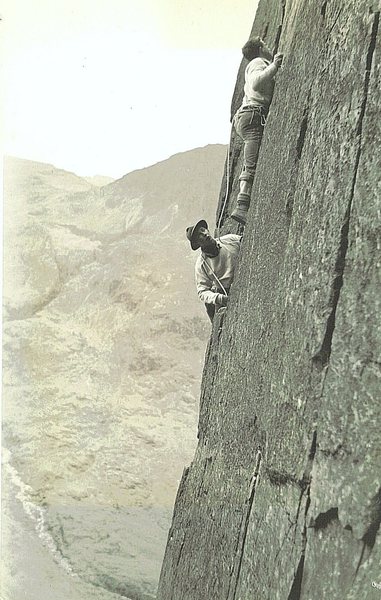 Historic Photo 1954.The late George Fisher (Keswick shop fame) Belaying Paul Ross on Kern Knotts Crack Great Gable.