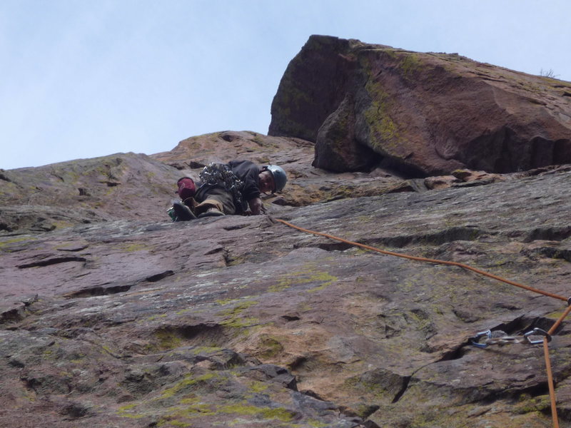 On the first pitch about halfway up.