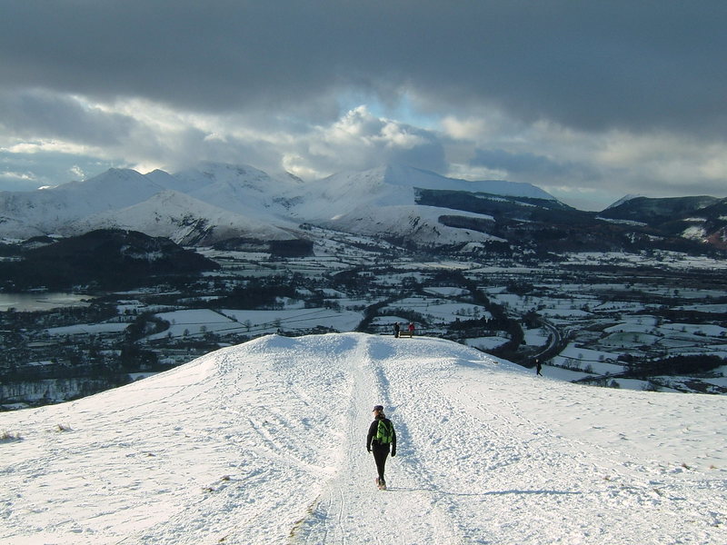 Christmas Day 2009 . Hiking on Latrigg above Keswick .Photo Pete Armstrong